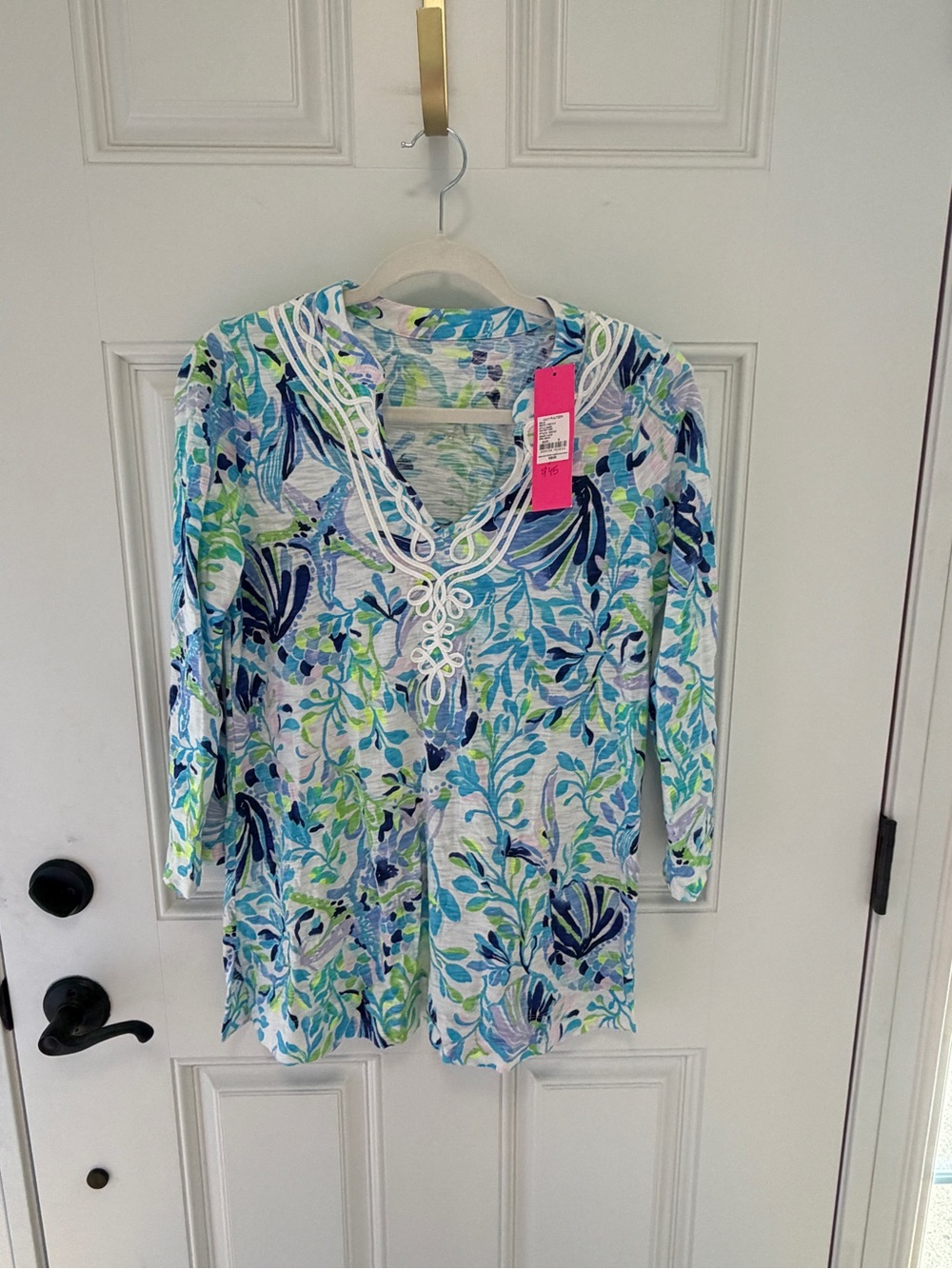 Lilly Pulitzer Blue & Green Leaf-Print Kaia Tunic